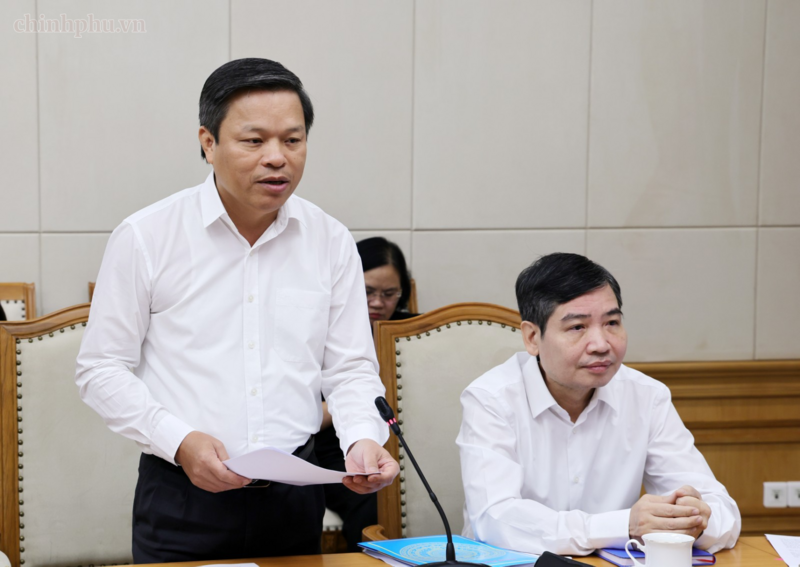 Phó Chủ tịch UBND tỉnh Phú Thọ Phan Trọng Tấn báo cáo tại cuộc họp - Ảnh: VGP/Gia Huy