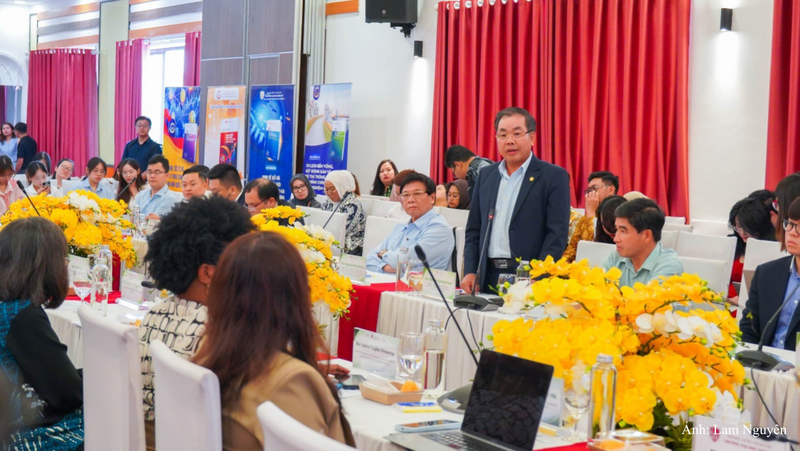 Ông Nguyễn Quang Huân, Đại biểu Quốc hôj Khóa XV, Chủ tịch HĐQT Halcom Việt Nam phát biểu tại hội thảo