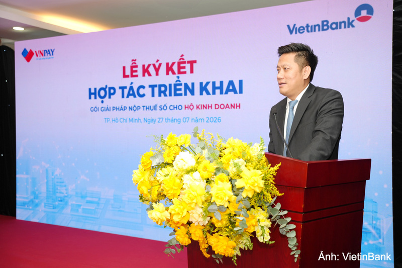 Ông Lê Duy Hải, Phó Tổng giám đốc VietinBank phát biểu tại sự kiện.