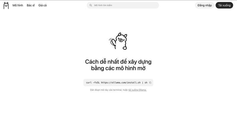 Giao diện công cụ AI Ollama. Ảnh: Ollama.com