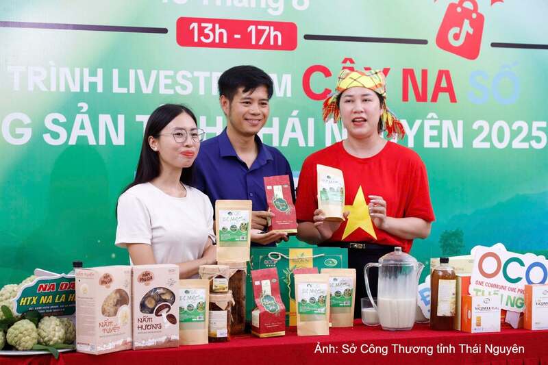 Một phiên livestream quảng bá sản phẩm OCOP do tỉnh Thái Nguyên phối hợp với Tiktok tổ chức. Ảnh: Sở Công Thương tỉnh Thái Nguyên