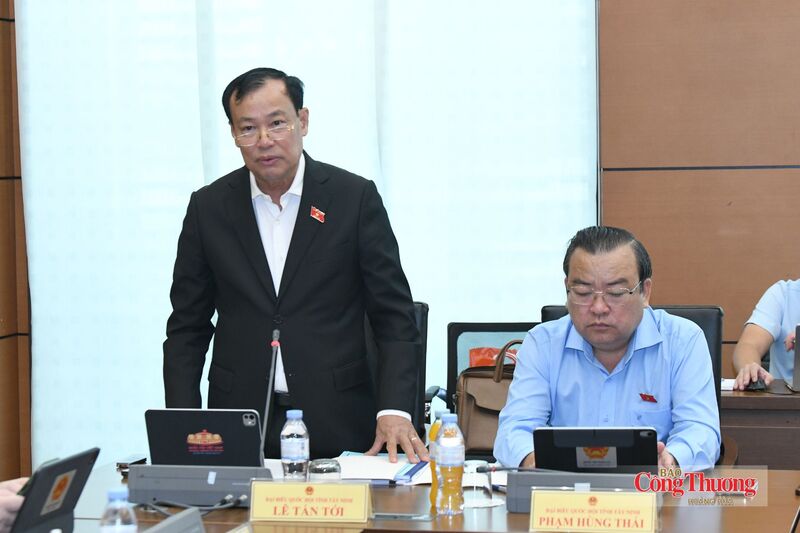 Chủ nhiệm Ủy ban Quốc phòng, An ninh và Đối ngoại của Quốc hội Lê Tấn Tới phát biểu.