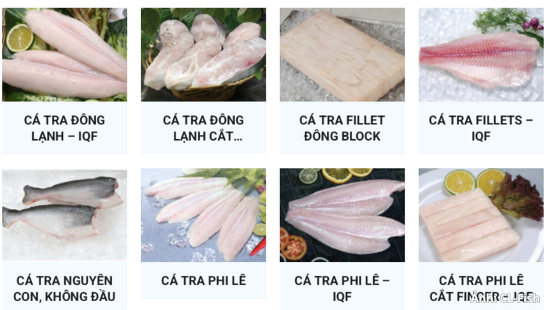 Các mặt hàng cá tra phục vụ xuất khẩu.