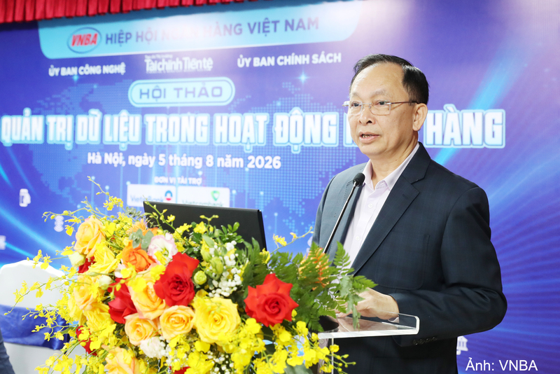 Ông Đào Minh Tú, Phó Chủ tịch kiêm Tổng Thư ký Hiệp hội Ngân hàng Việt Nam phát biểu khai mạc hội thảo.