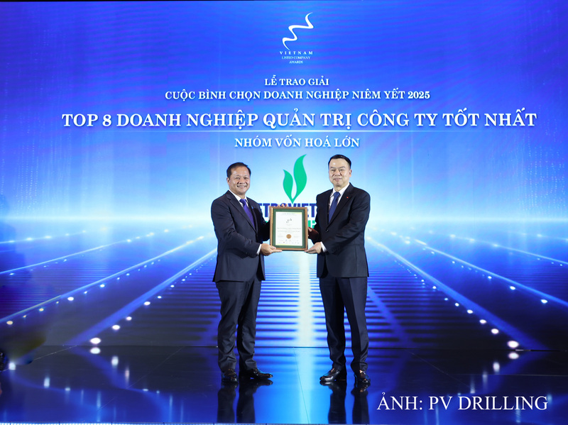 PV Drilling nhận vinh danh Top 8 Doanh nghiệp quản trị công ty tốt nhất - nhóm vốn hóa lớn năm 2025.