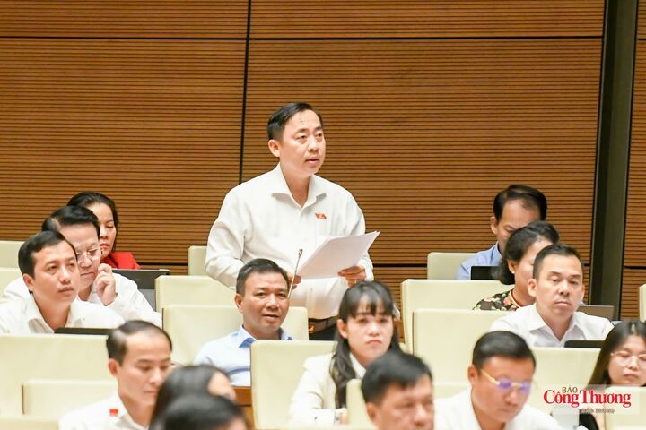 Đại biểu Đào Chí Nghĩa, đại biểu Quốc hội (ĐBQH) đoàn thành phố Cần Thơ thảo luận tại hội trường.