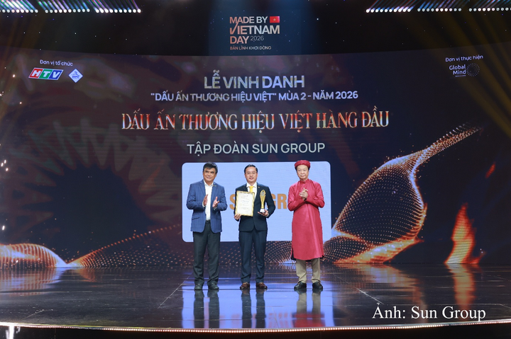 Tối 8/8, Sun Group được vinh danh “Dấu ấn Thương hiệu Việt hàng đầu” tại Made By Vietnam Day 2026.