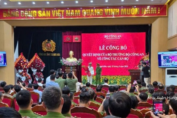Lễ công bố quyết định của Bộ trưởng Bộ Công an về công tác cán bộ.