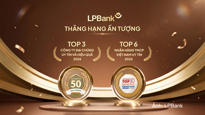 LPBank đạt Top 3 Công ty Đại chúng uy tín và hiệu quả (VIX50) và Top 6 Ngân hàng Thương mại cổ phần Việt Nam uy tín năm 2026.