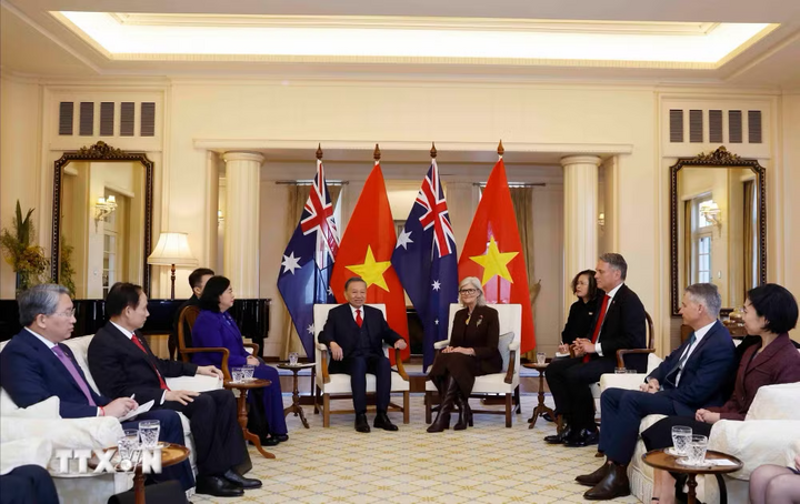 Tổng Bí thư, Chủ tịch nước Tô Lâm hội kiến Toàn quyền Australia Sam Mostyn. Ảnh: Thống Nhất/TTXVN