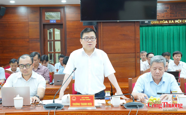Thứ trưởng Bộ Công Thương Trương Thanh Hoài phát biểu kết luận tại buổi làm việc với UBND tỉnh Đắk Lắk.