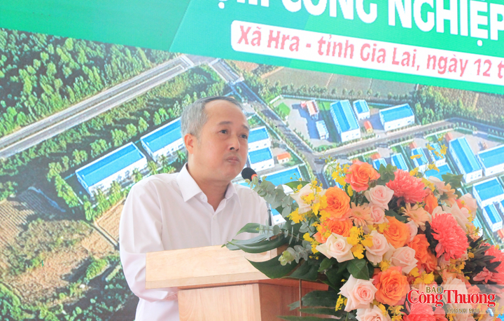 Ông Nguyễn Xuân Thắng, Tổng Giám đốc Công ty Cổ phần Hoàng Anh Gia Lai phát biểu tại lễ động thổ.