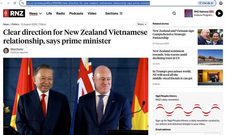 Kênh truyền thông đa phương tiện RNZ của New Zealand. Ảnh: TTXVN phát