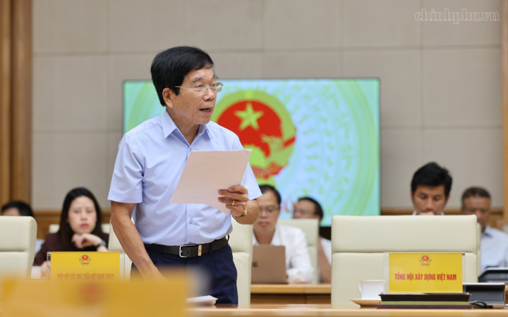Chủ tịch Hiệp hội Nhà thầu xây dựng Nguyễn Quốc Hiệp phát biểu - Ảnh: chinhphu.vn/Phương Nguyên