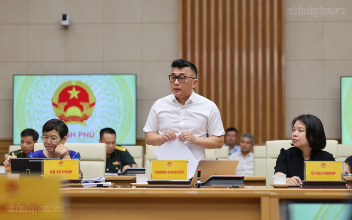 Phó Tổng Giám đốc Tập đoàn Công nghiệp - Năng lượng Quốc gia Việt Nam Phan Tử Giang phát biểu - Ảnh: chinhphu.vn/Phương Nguyên