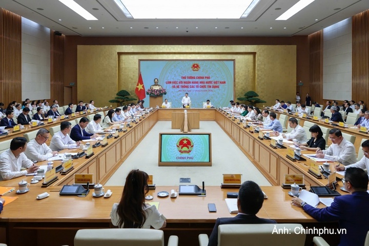 Thủ tướng Chính phủ làm việc với Ngân hàng Nhà nước và hệ thống các tổ chức tín dụng.