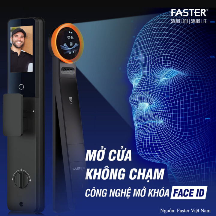 Khóa thông minh Faster tích hợp công nghệ mở khóa Face ID