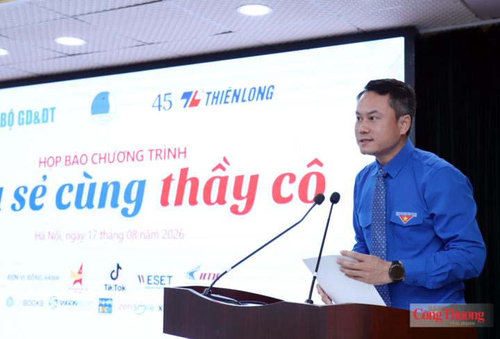 Anh Nguyễn Kim Quy - Bí thư Trung ương Đoàn, Phó Chủ tịch Thường trực Trung ương Hội Liên hiệp Thanh niên Việt Nam phát biểu tại họp báo.