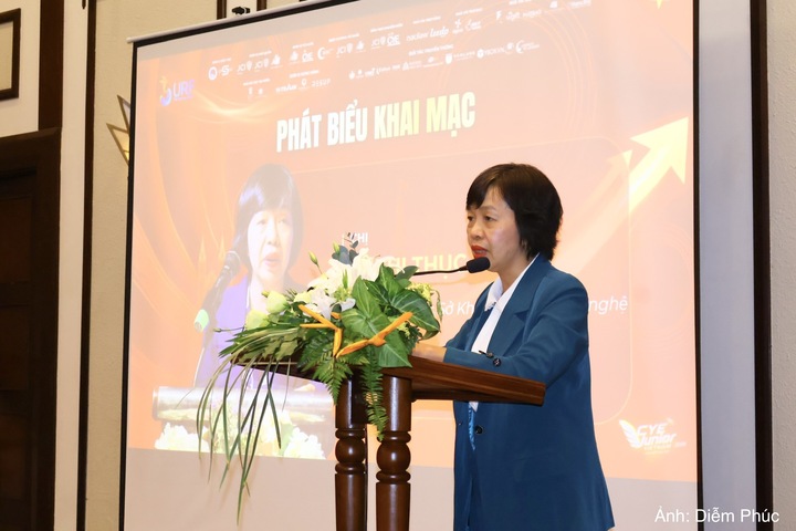 Bà Lê Thị Thục, Phó Giám đốc Sở Khoa học và Công nghệ TP. Đà Nẵng phát biểu khai mạc vòng chung kết.