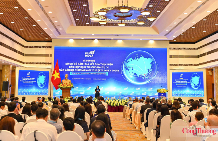 Toàn cảnh Lễ công bố Bộ chỉ số đánh giá kết quả thực hiện các Hiệp định thương mại tự do của các địa phương năm 2025 (FTA Index 2025).