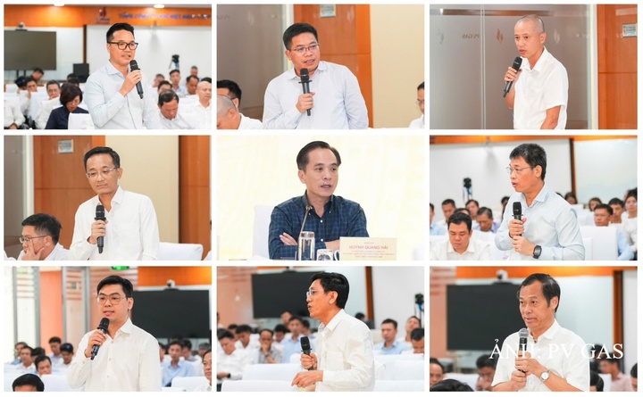 Các thành viên HĐQT, Ban Tổng Giám đốc, Trưởng Ban Kiểm soát, Chủ tịch Công đoàn PV GAS phát biểu tại hội nghị. Ảnh: PV GAS