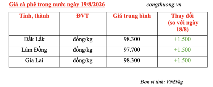 Giá cà phê hôm nay 19/8/2026: Đồng loạt khởi sắc  - 4