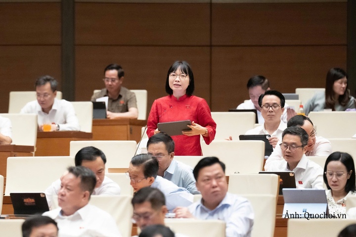 Đại biểu Quốc hội Nguyễn Thị Việt Nga, đoàn thành phố Hải Phòng phát biểu thảo luận.