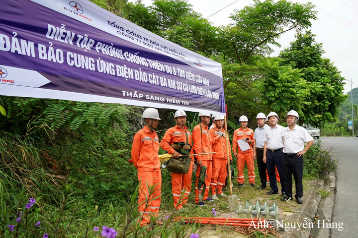 Ban Lãnh đạo Tổng công ty và CTĐL Hải Phòng trực tiếp kiểm tra, động viên các lực lượng tham gia diễn tập tại hiện trường