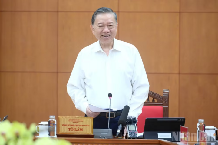 Tổng Bí thư, Chủ tịch nước Tô Lâm phát biểu chỉ đạo tại cuộc làm việc. Ảnh: Đăng Khoa