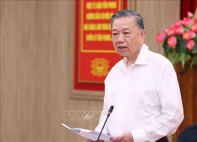 Quang cảnh buổi làm việc của Tổng Bí thư, Chủ tịch nước Tô Lâm với lãnh đạo chủ chốt Học viện Chính trị Quốc gia Hồ Chí Minh. Ảnh: Văn Điệp/TTXVN