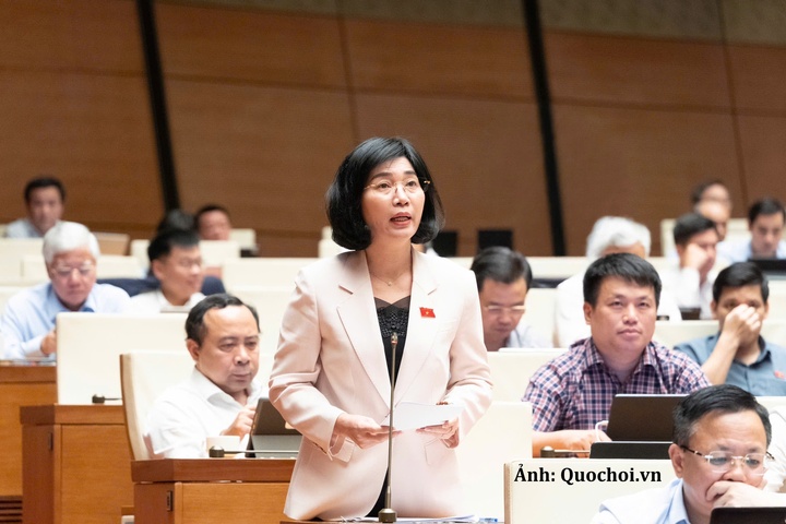 Đại biểu Phùng Thị Hồng Hà, Đoàn ĐBQH thành phố Hà Nội phát biểu.