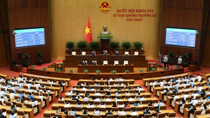 473/475 đại biểu Quốc hội tham gia biểu quyết tán thành thông qua Luật Dầu khí (sửa đổi) tại Kỳ họp không thường lệ thứ Nhất, Quốc hội khóa XVI.
