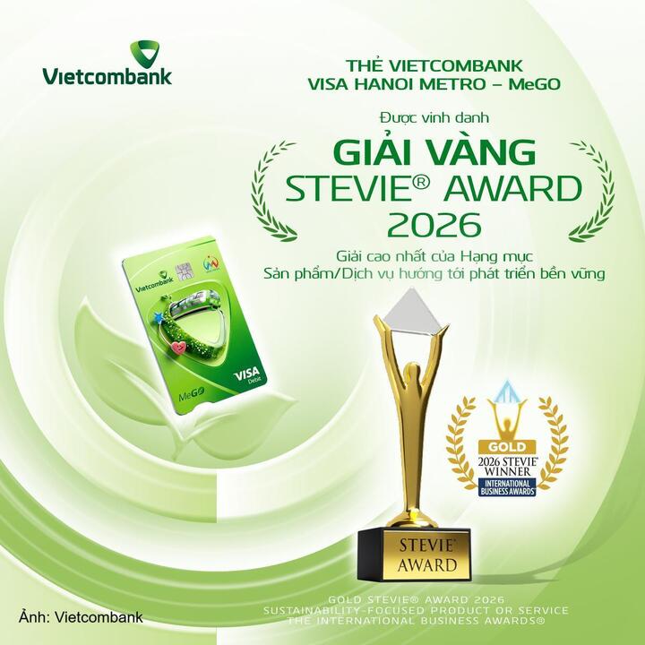 Thẻ MeGO - sản phẩm duy nhất được vinh danh tại hạng mục Sustainability-Focused Product or Service, Gold Stevie® Award 2026.