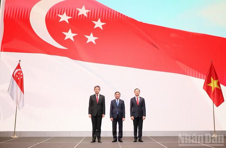Cùng dự Lễ kỷ niệm, về phía Singapore có Phó Tổng thư ký Đảng Hành động Nhân dân, Bộ trưởng Quốc phòng, kiêm Bộ trưởng Điều phối dịch vụ công Chan Chun Sing (bên trái).