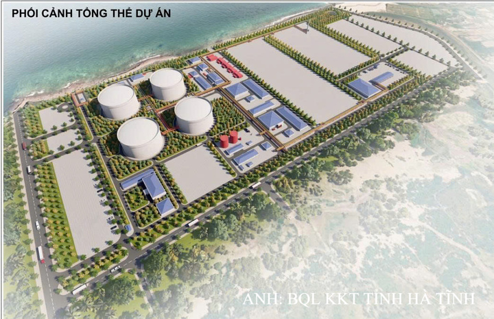Phối cảnh tổng thể Dự án Kho LNG Bắc Trung Bộ. Ảnh: Ban Quản lý Khu kinh tế tỉnh Hà Tĩnh