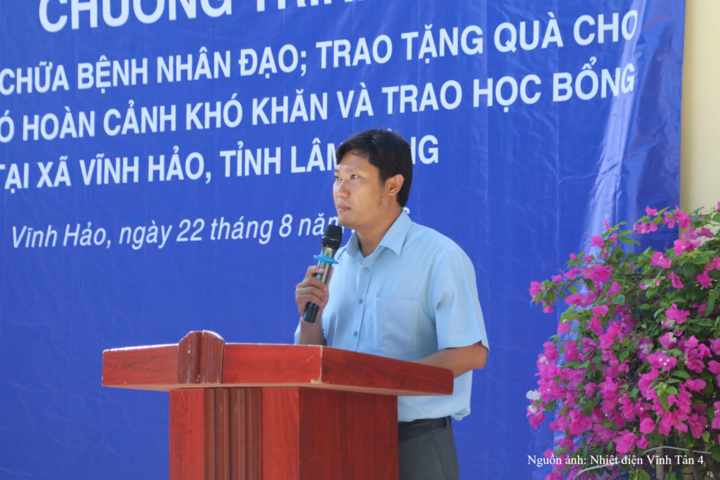 Ông Nguyễn Thanh Long – Phó Chủ tịch UBND xã Vĩnh Hảo phát biểu tại Chương trình.