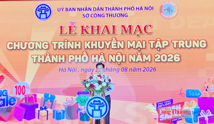 Ông Nguyễn Thế Hiệp, Phó Giám đốc Sở Công Thương Hà Nội phát biểu khai mạc sự kiện.