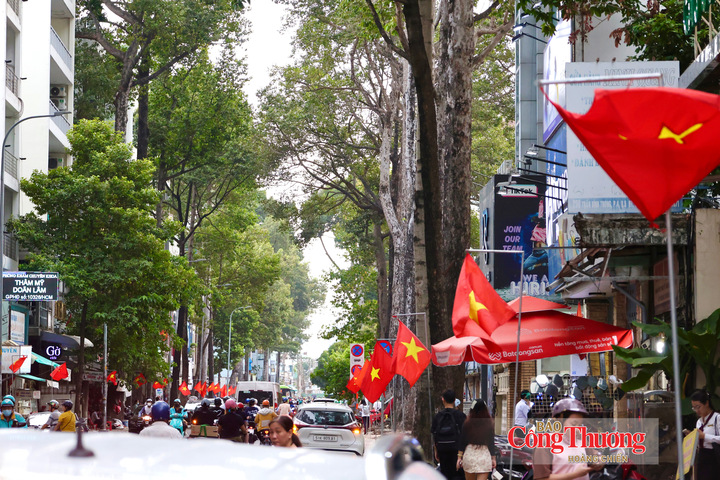Không chỉ các khu vực trung tâm, cờ Tổ quốc cũng được treo đồng loạt tại nhiều khu dân cư, tuyến đường, góp phần tạo không khí trang trọng trước ngày Quốc khánh.
