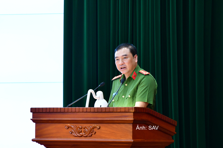 Đại tá Phạm Trường Giang, Phó Cục trưởng Cục Cảnh sát kinh tế (C03), Bộ Công an phát biểu.