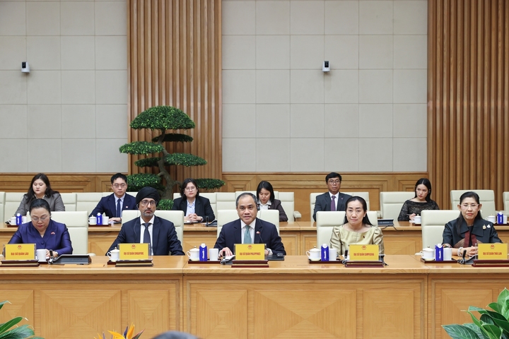 Đại sứ, Đại biện các nước ASEAN tại buổi tiếp - Ảnh: chinhphu.vn/Nhật Bắc