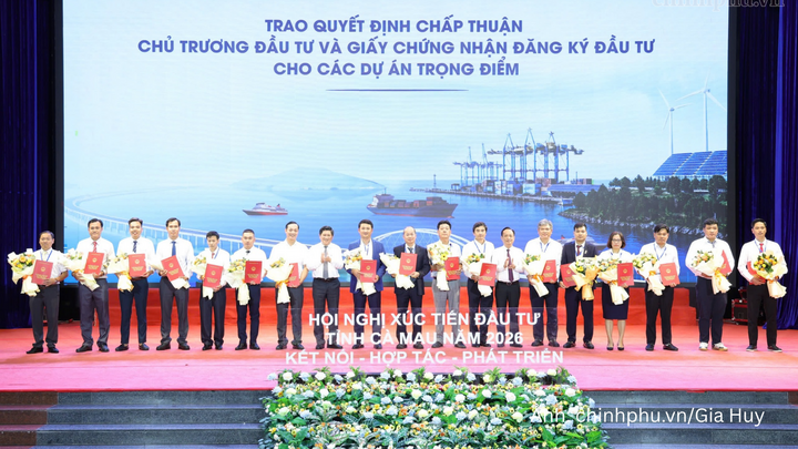 UBND tỉnh Cà Mau trao Quyết định chủ trương đầu tư, Giấy chứng nhận đăng ký đầu tư, Giấy chứng nhận cam kết đầu tư cho các doanh nghiệp.