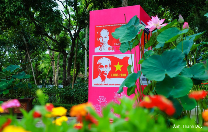 Tại Làng Sen, không gian rực sắc cờ hoa đón dòng người từ mọi miền đất nước về thăm quê Bác. Năm nay, Quốc khánh 2/9 trùng ngày 21/7 âm lịch - ngày giỗ Chủ tịch Hồ Chí Minh.