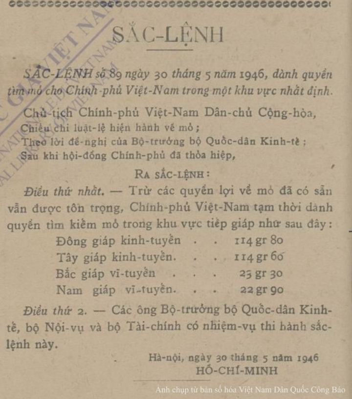 Việt Nam Dân quốc Công Báo số ra ngày 15/6/1946 đăng Sắc lệnh số 89