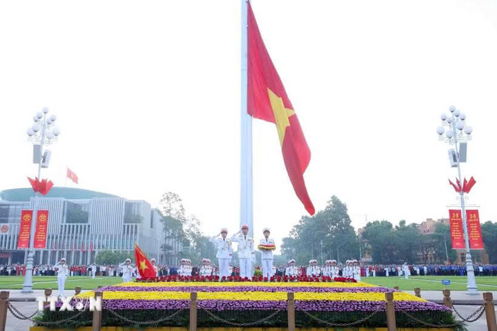 Lễ Thượng cờ mừng 81 năm Quốc khánh 2/9 trên Quảng trường Ba Đình. (Ảnh: Phạm Kiên/TTXVN)