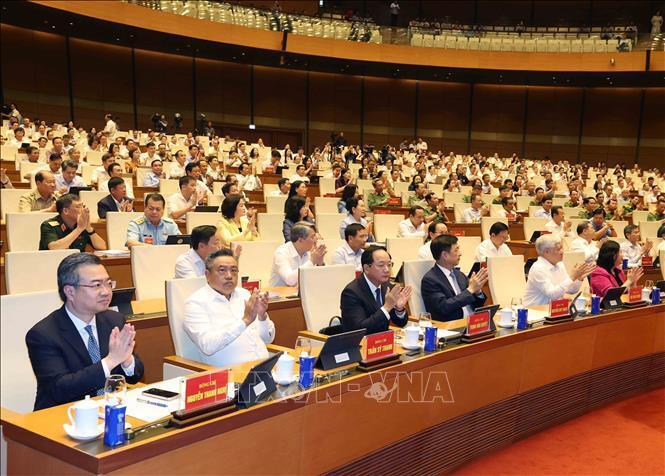 Các đại biểu tham dự hội nghị tại phòng họp Diên Hồng, Nhà Quốc hội, Hà Nội. Ảnh: Thống Nhất/TTXVN
