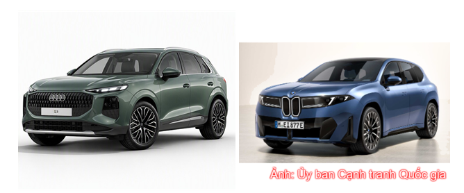 Xe ô tô Audi Q3 (bên trái) và BMW iX3 (bên phải) thuộc diện thu hồi.