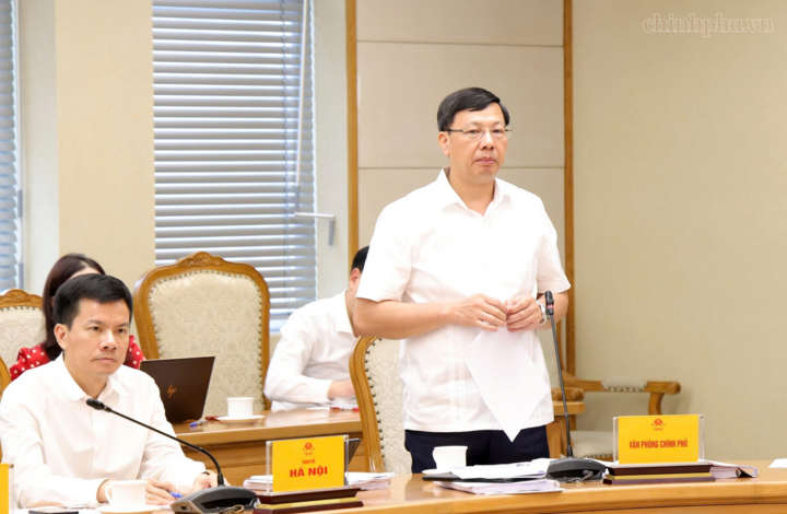 Phó Chủ nhiệm VPCP Phạm Mạnh Cường phát biểu tại cuộc họp - Ảnh: chinhphu.vn/Gia Huy