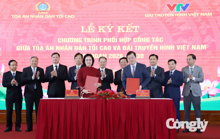 TAND tối cao và VTV ký kết Chương trình phối hợp công tác giai đoạn 2026-2030.