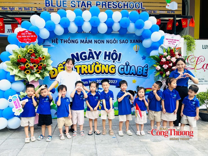 Các học sinh Trường Mầm non Ngôi Sao Xanh trong ngày khai giảng năm học mới.