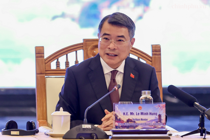 Thủ tướng Chính phủ Lê Minh Hưng phát biểu tại cuộc làm việc với các doanh nghiệp Nhật Bản sáng 6/9 - Ảnh: chinhphu.vn/Nhật Bắc